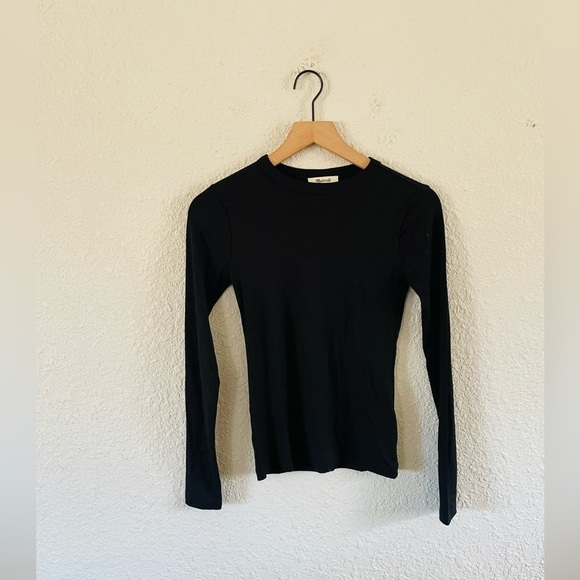 Madewell Ribbed Black Long Sleeve Shirt NWT - Picture 2 of 10